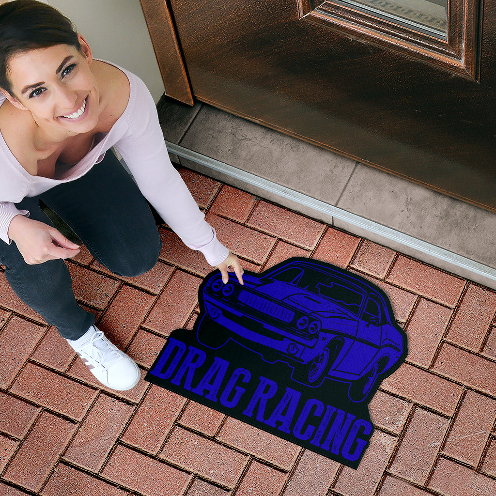Custom shaped drag racing door mat