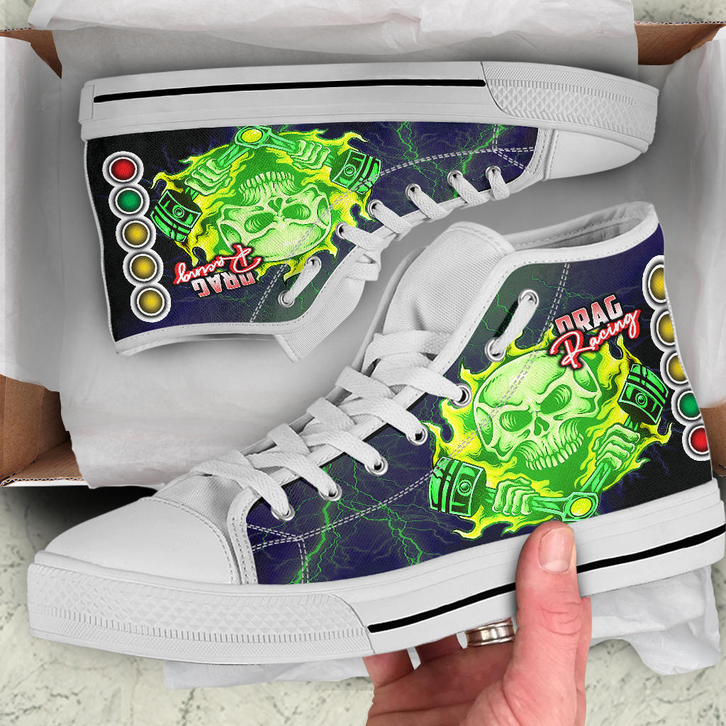 Drag Racing Skull Thunder High Top Shoes