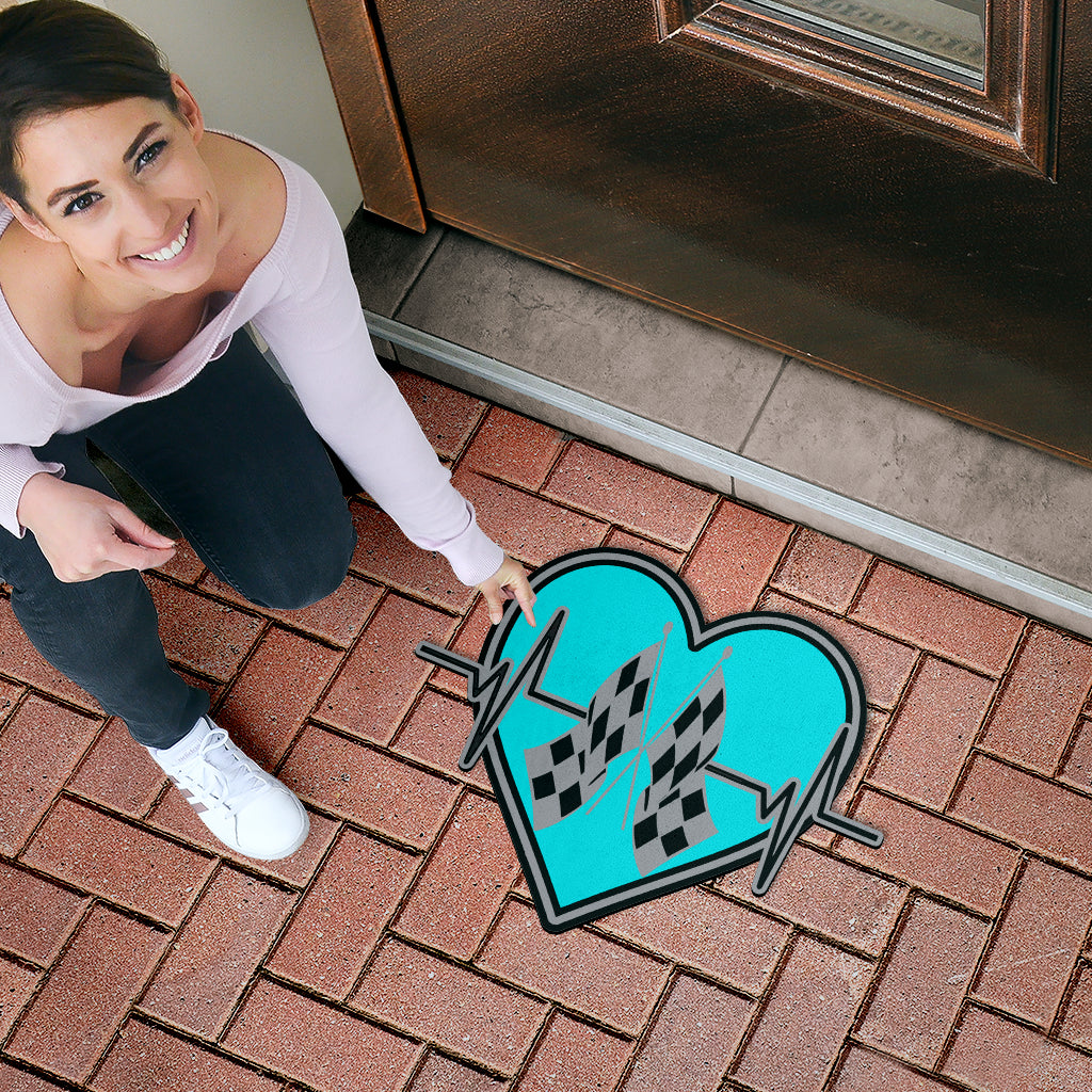 Custom Shaped Racing Heartbeat Door Mat