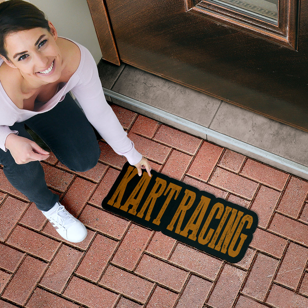 Custom shaped kart racing door mat
