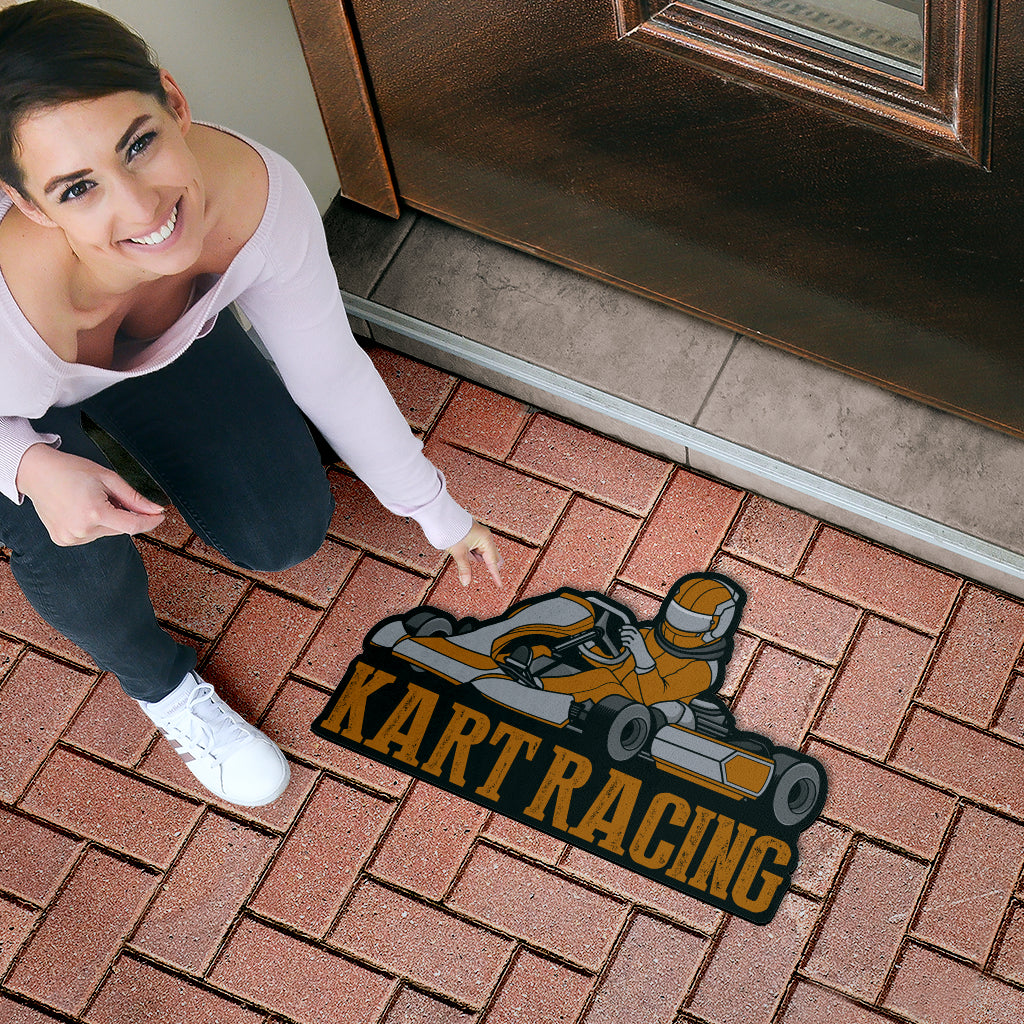 Custom shaped kart racing door mat