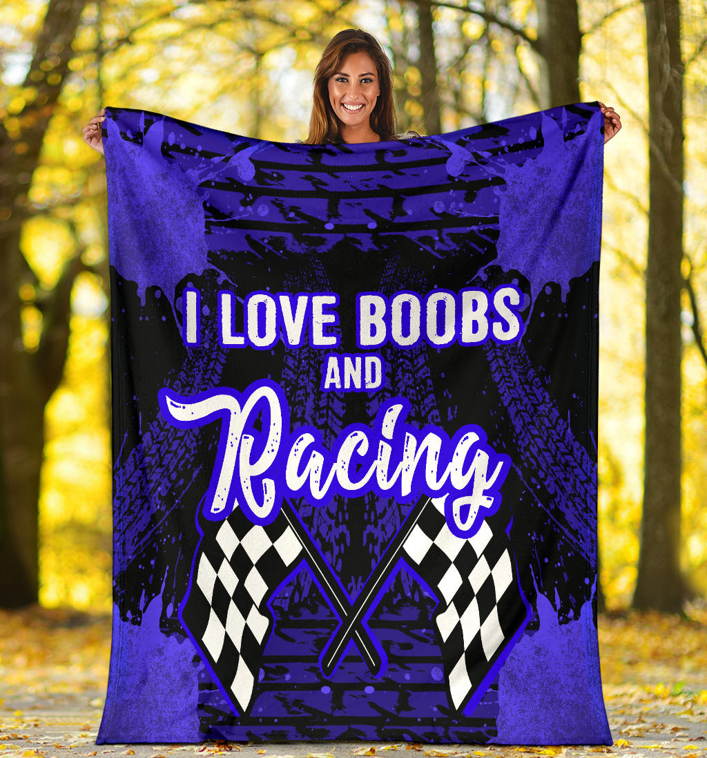 I love boobs and racing blanket blue