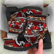 Racing Checkered Skull Boots