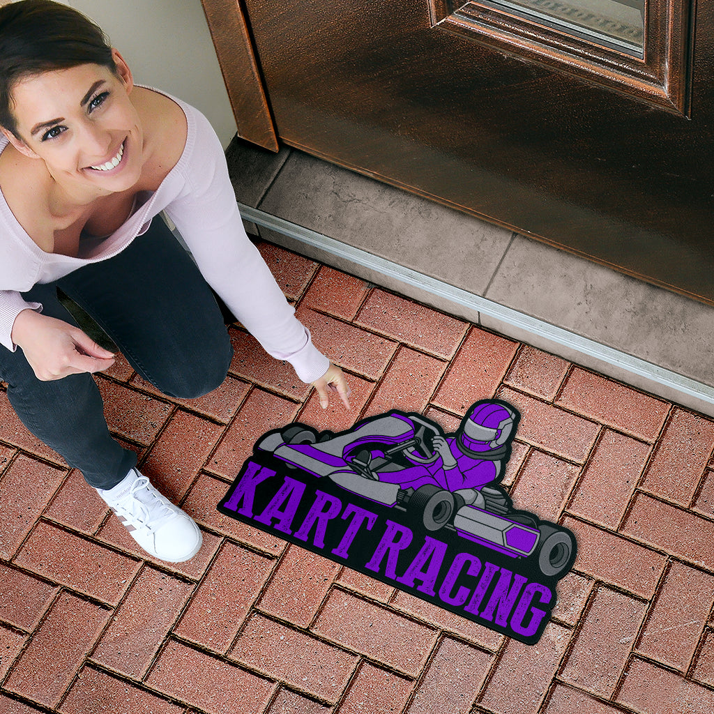 Custom shaped kart racing door mat