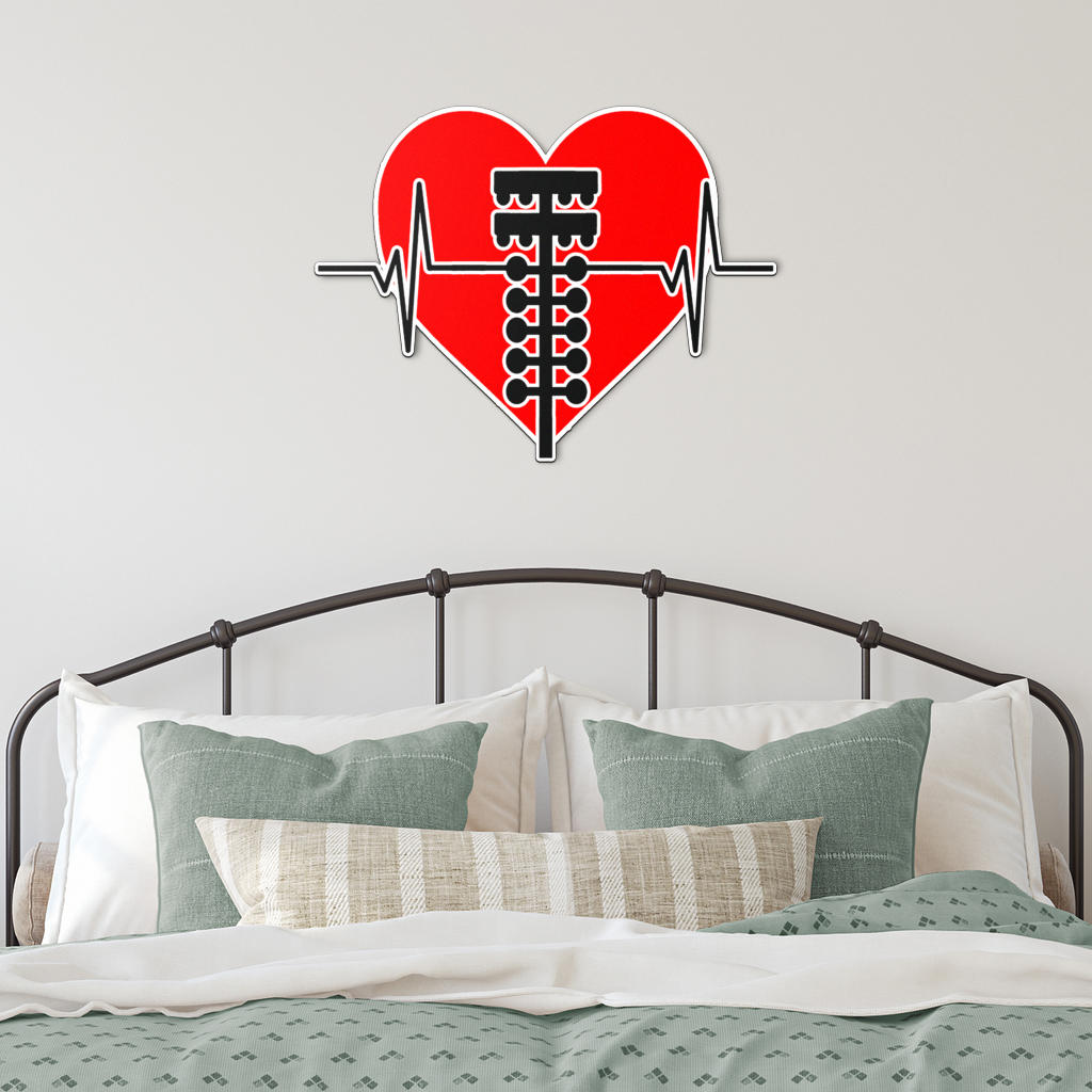 Drag Racing Heartbeat Metal Sign