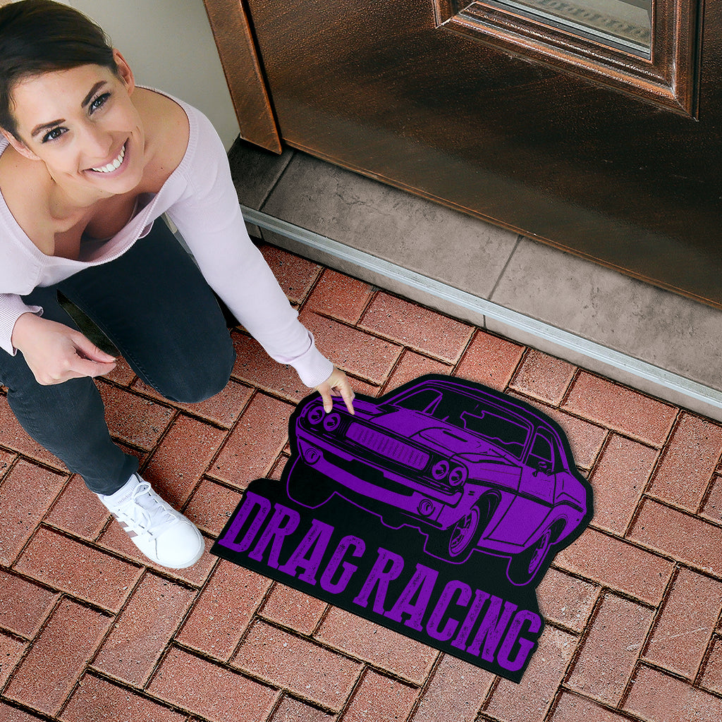 Custom shaped drag racing door mat