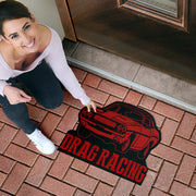 Custom shaped drag racing door mat