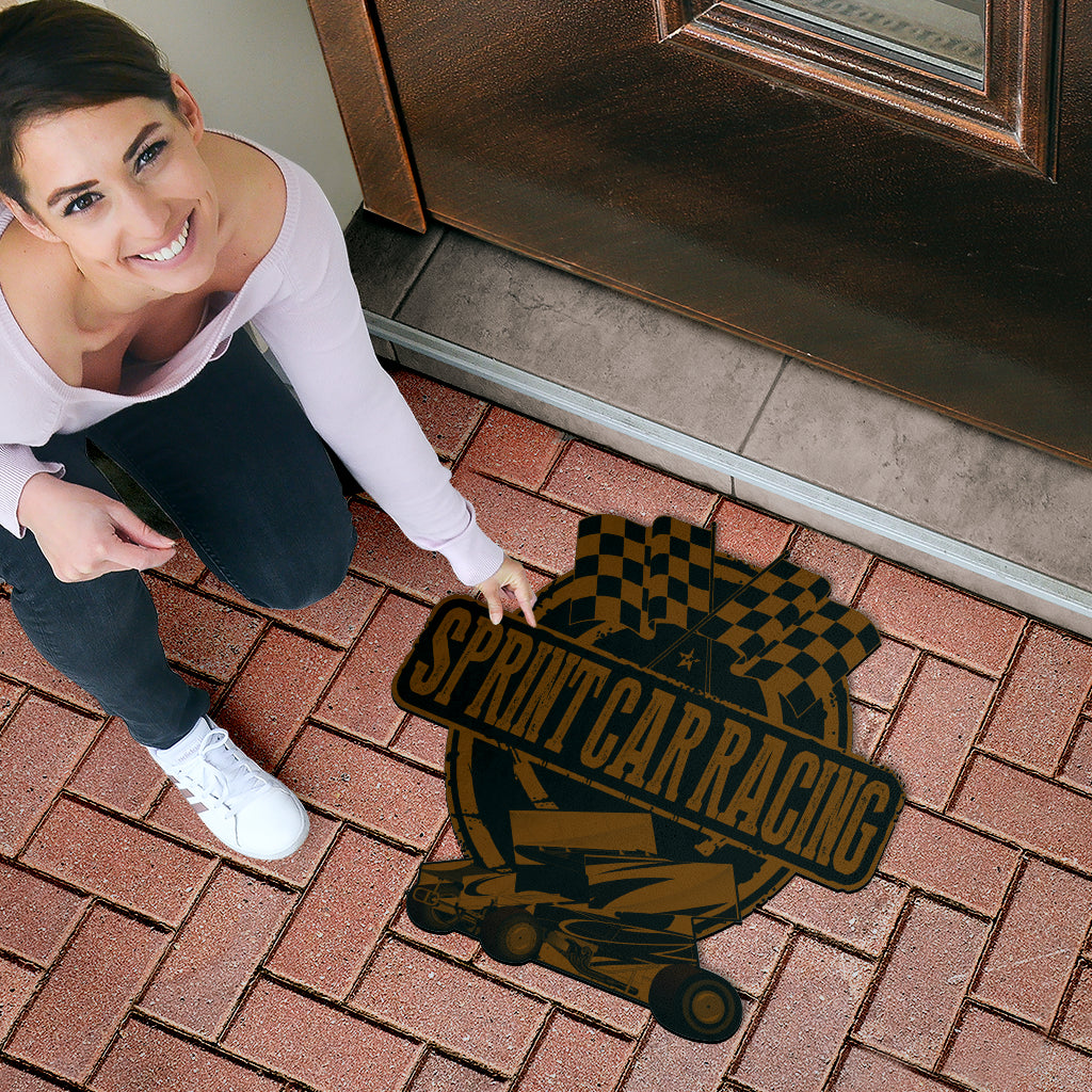 Custom shaped sprint car door mat