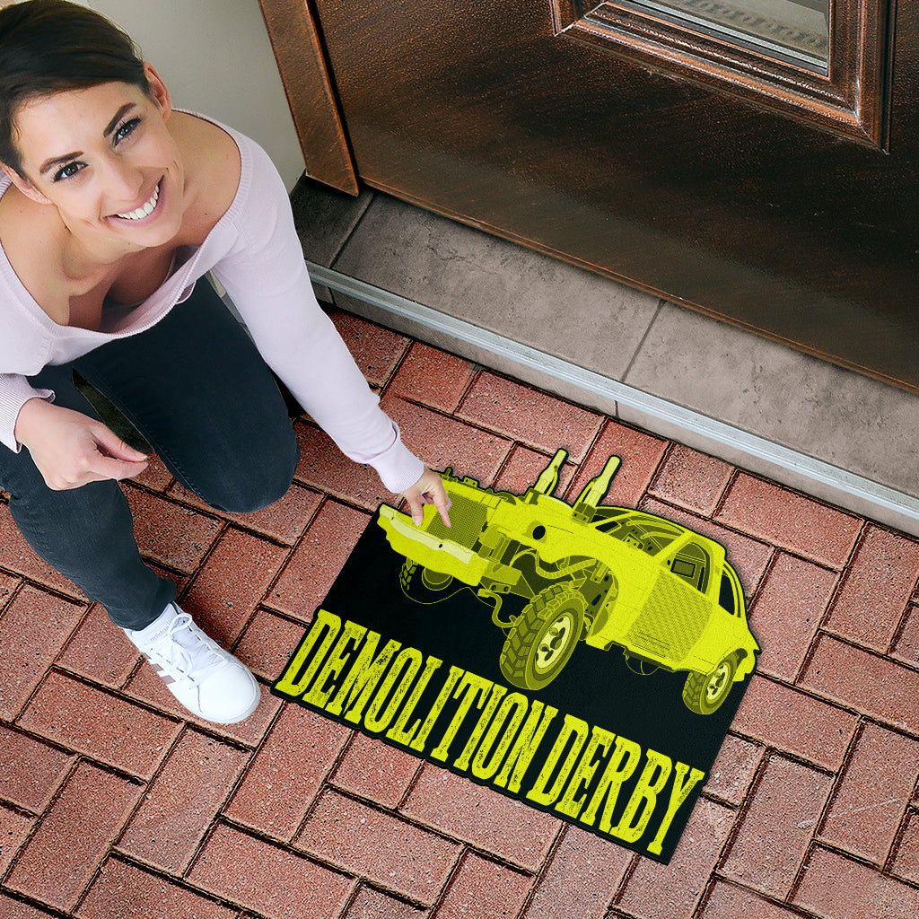Custom shaped demolition derby door mat