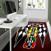 Drag Racing Maroon Flag Rug