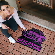 Custom shaped drag racing door mat
