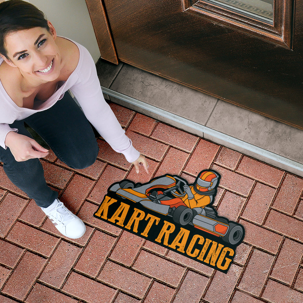 Custom shaped kart racing door mat