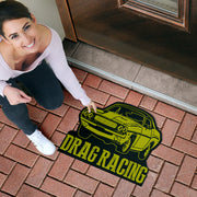 Custom shaped drag racing door mat