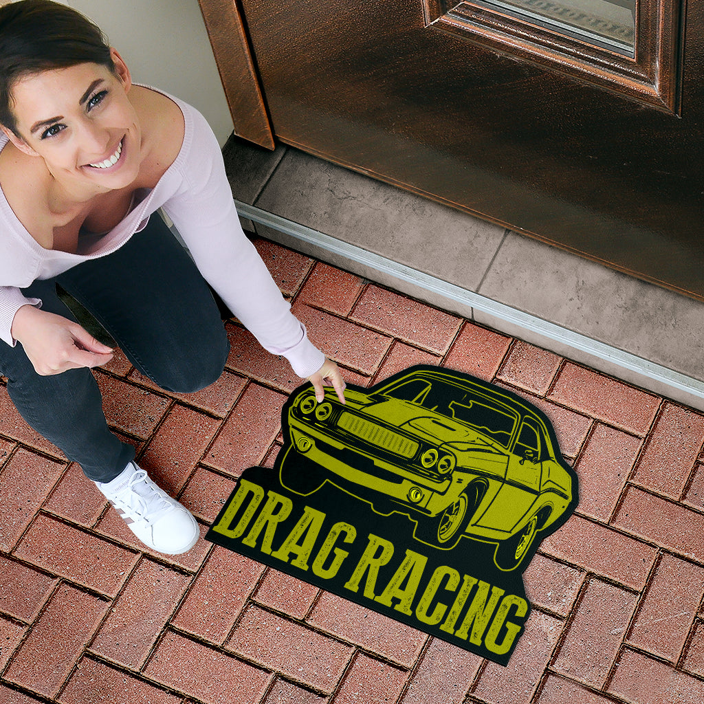 Custom shaped drag racing door mat