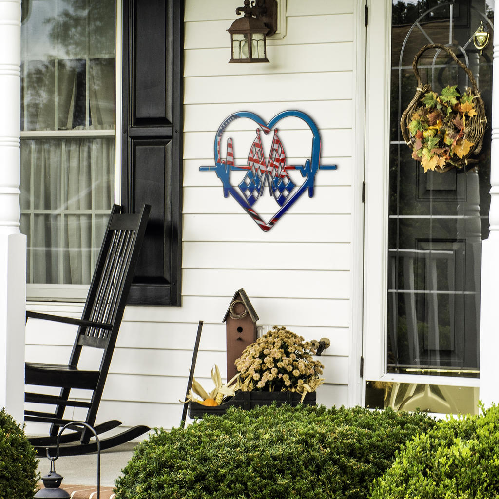 Racing Heartbeat USA Metal Sign