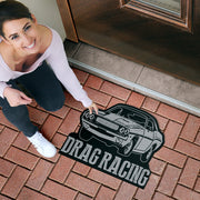 Custom shaped drag racing door mat