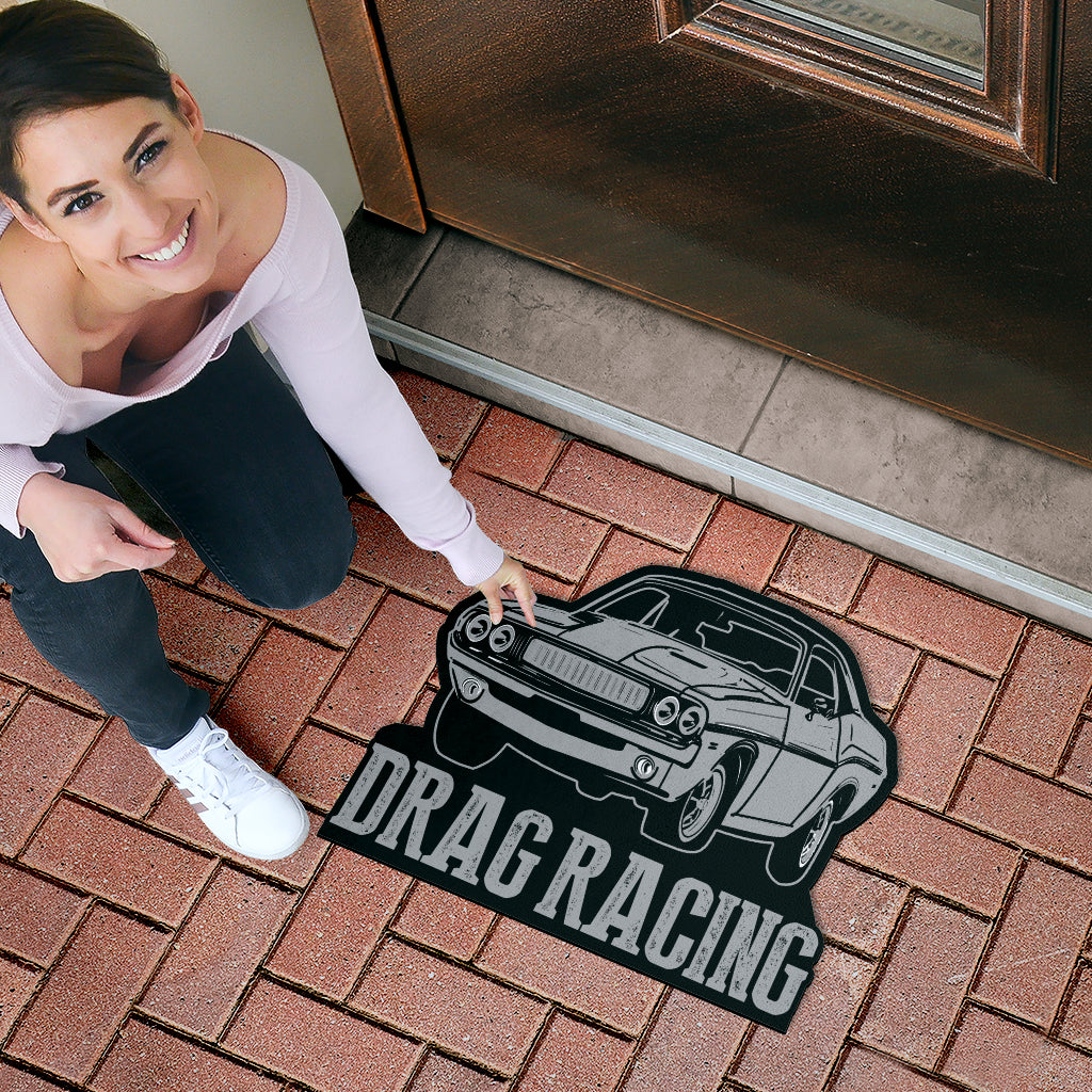 Custom shaped drag racing door mat