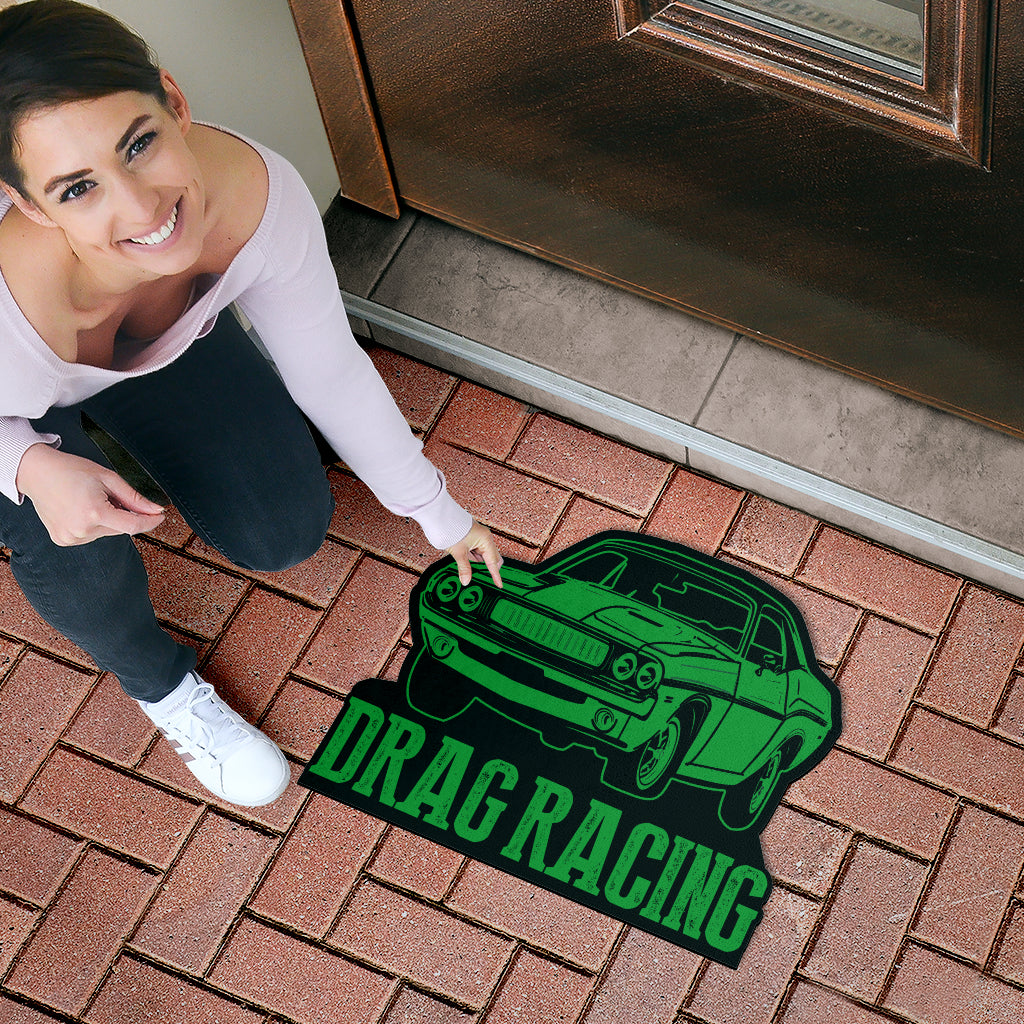Custom shaped drag racing door mat