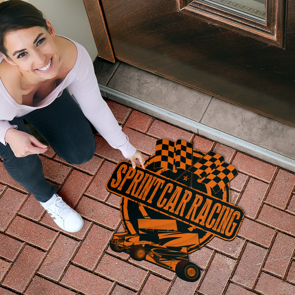 Custom shaped sprint car door mat