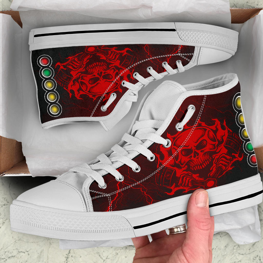 Drag Racing Thunder Skull High Top Shoes