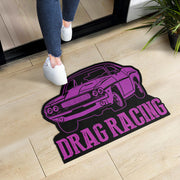 Custom shaped drag racing door mat