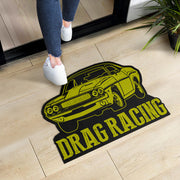 Custom shaped drag racing door mat