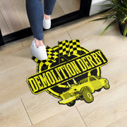 Custom shaped demolition derby door mat