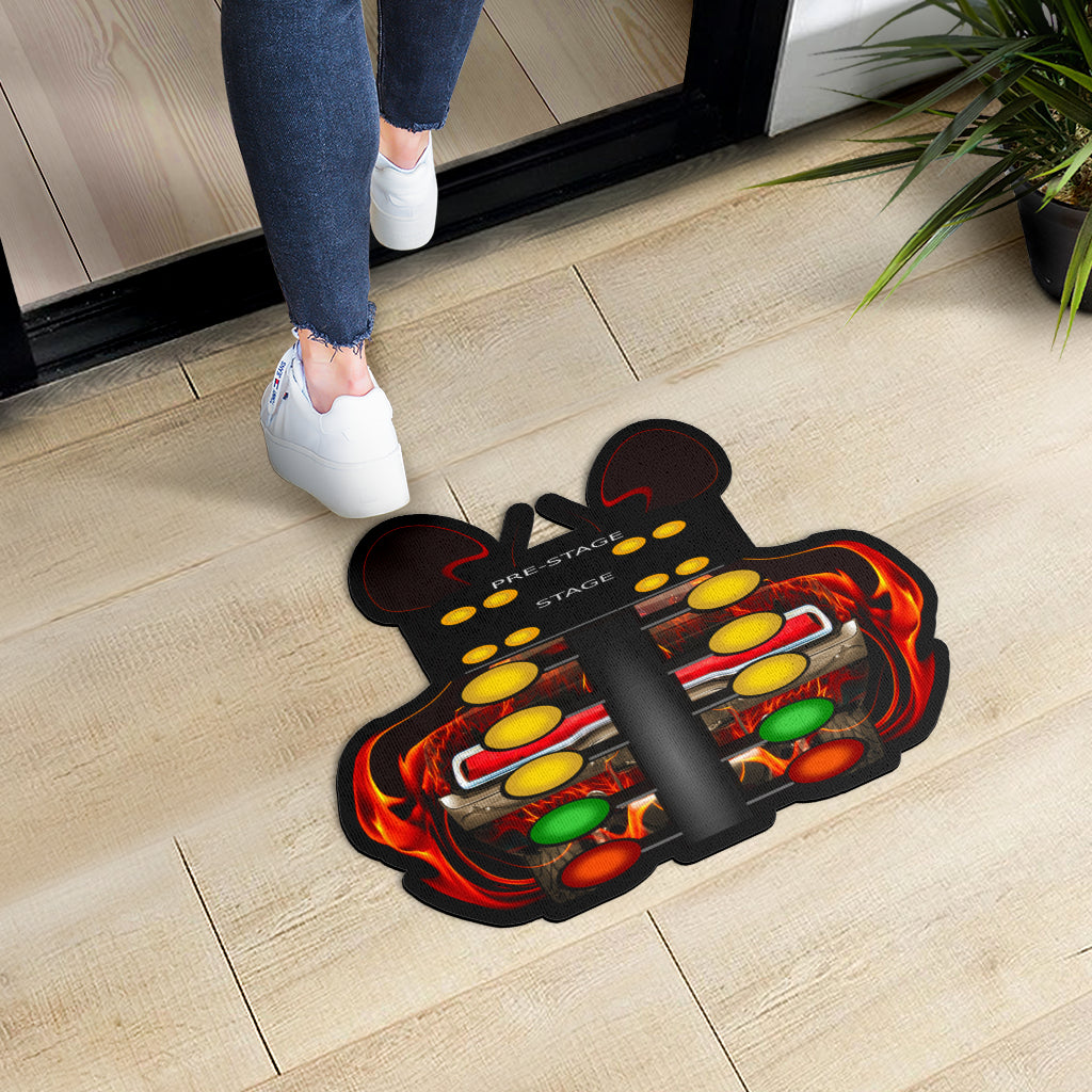 Custom shaped drag racing door mat