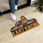 Custom shaped kart racing door mat