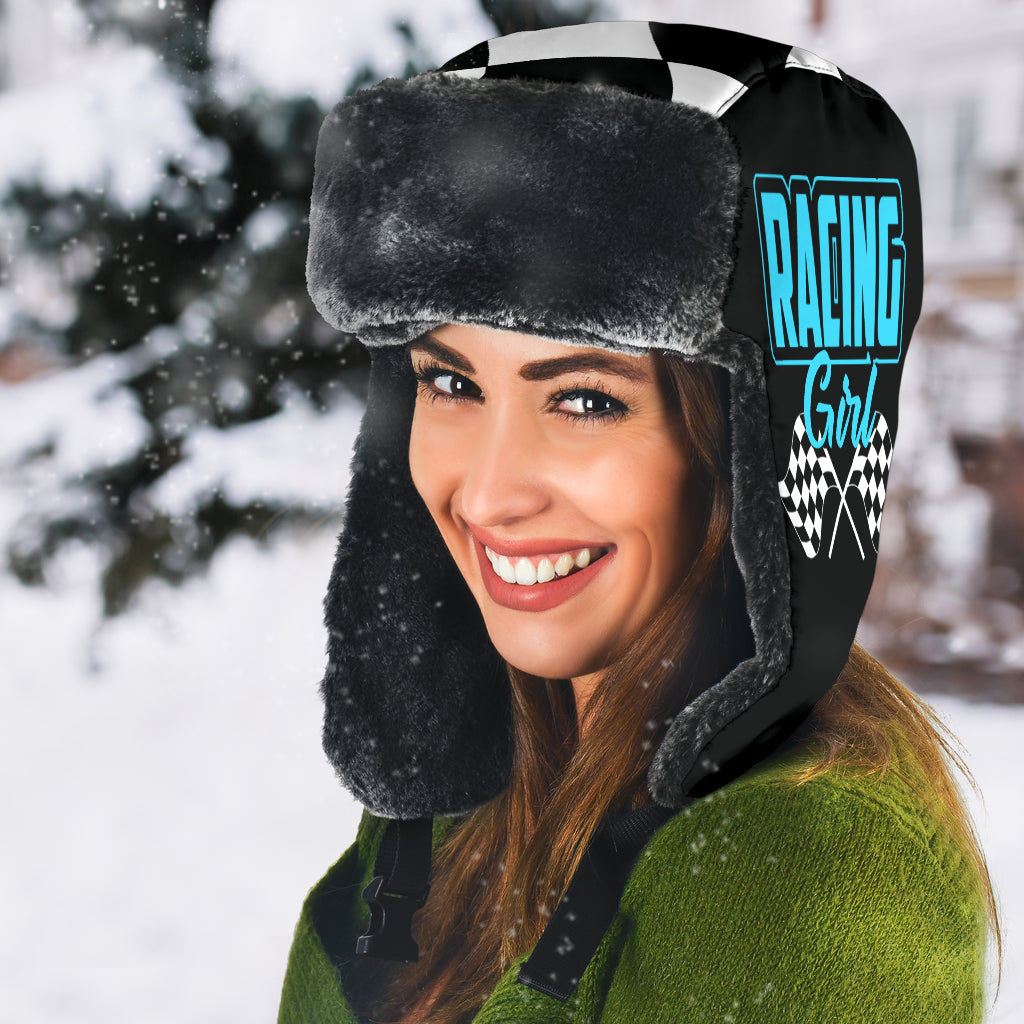 Racing Girl Checkered Trapper Hat