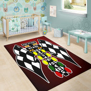 Drag Racing Maroon Flag Rug