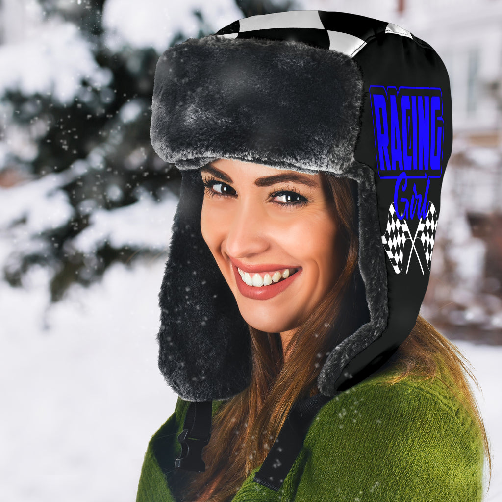 Racing Girl Checkered Trapper Hat