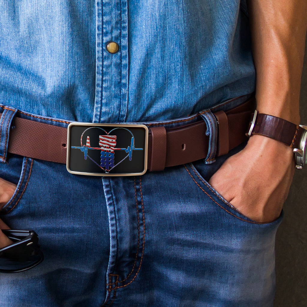 USA Drag Racing Heartbeat Belt Buckle