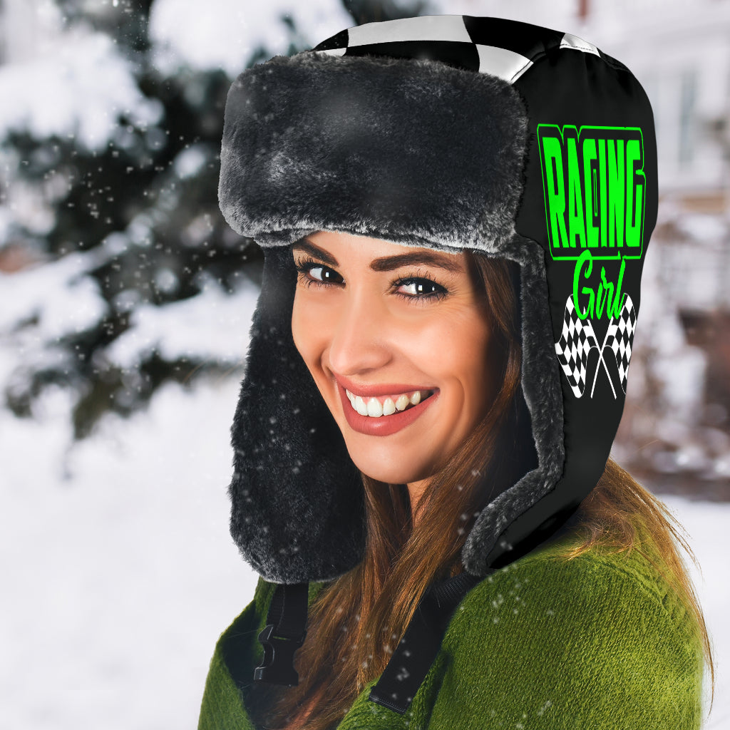 Racing Girl Checkered Trapper Hat