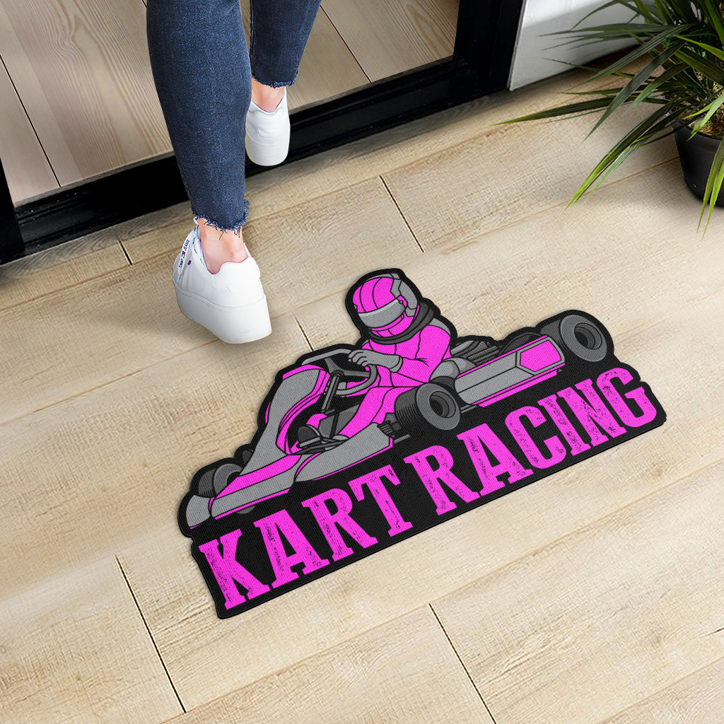 Custom shaped kart racing door mat