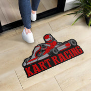 Custom shaped kart racing door mat