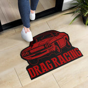 Custom shaped drag racing door mat