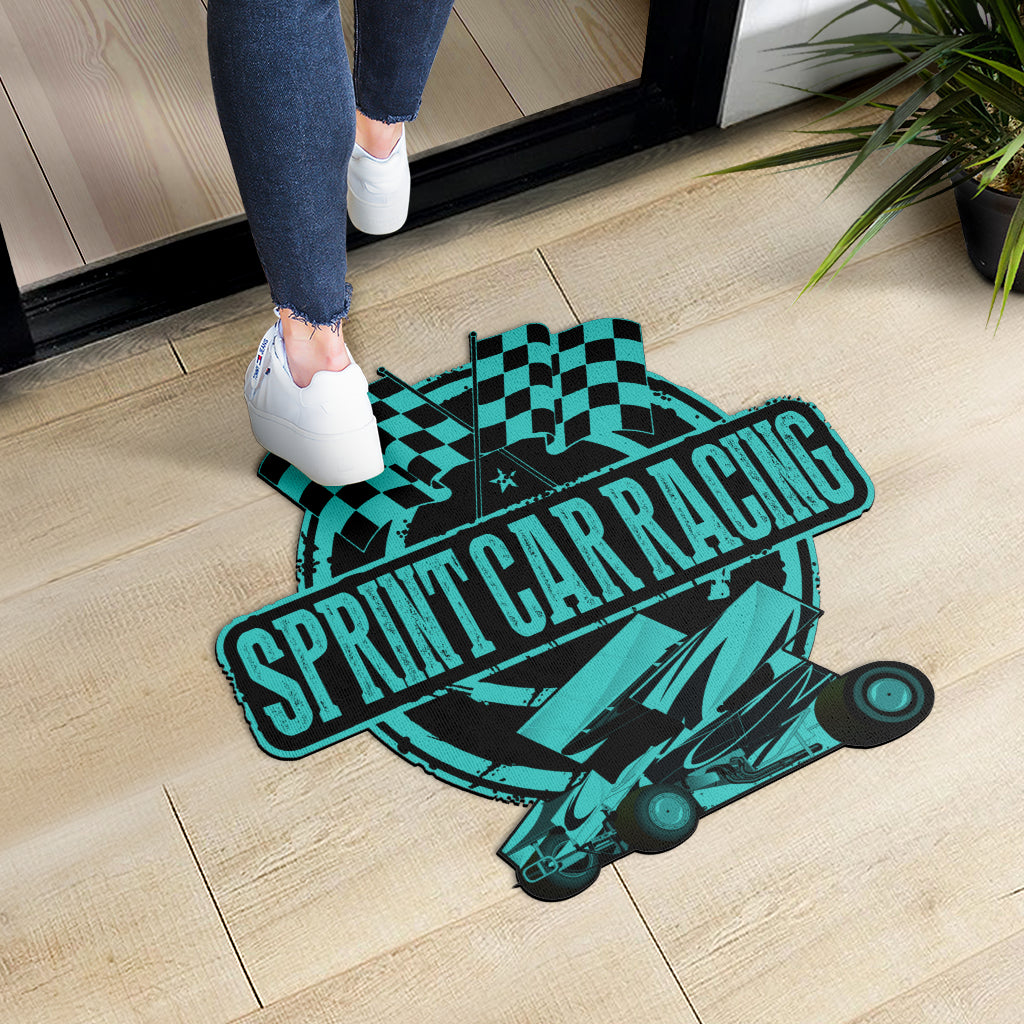 Custom shaped sprint car door mat