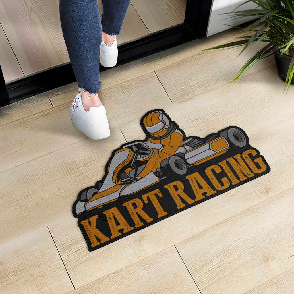 Custom shaped kart racing door mat
