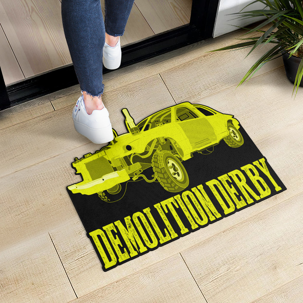 Custom shaped demolition derby door mat