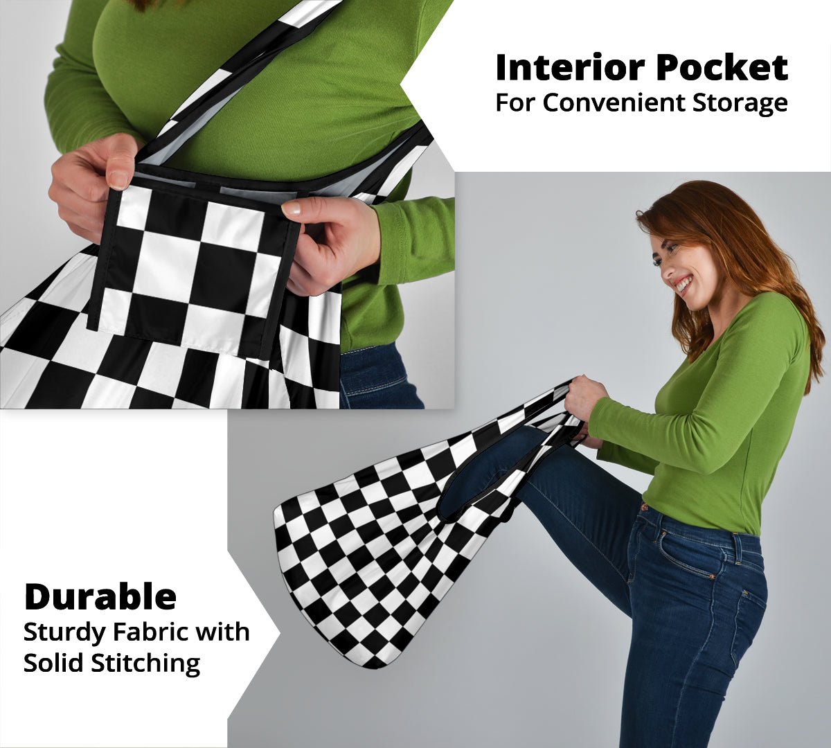 Racing Checkered Grocery Bags