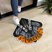 Custom shaped drag racing door mat