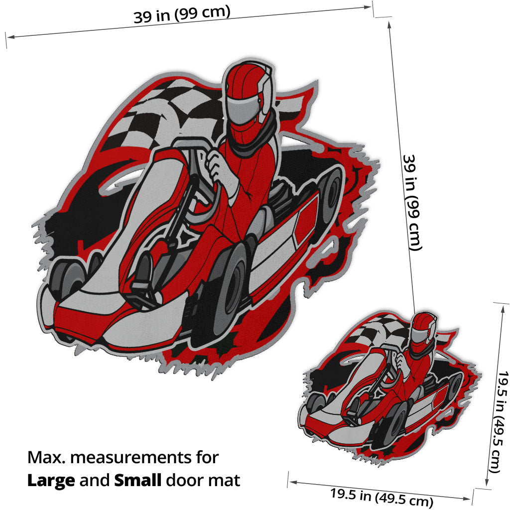 Custom shaped kart racing door mat