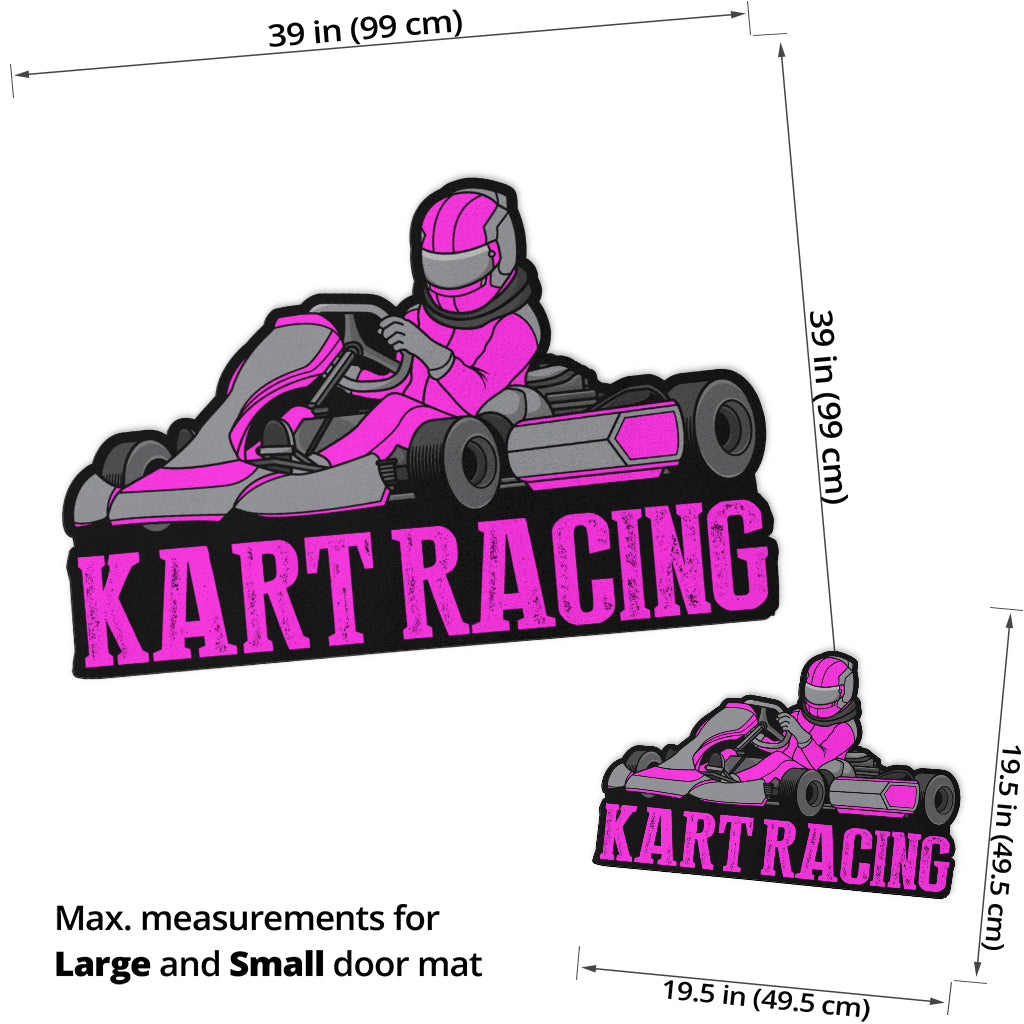 Custom shaped kart racing door mat