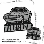 Custom shaped drag racing door mat