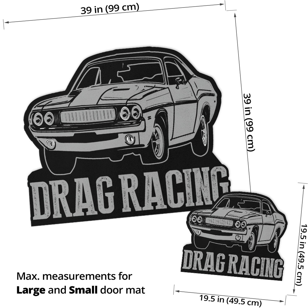 Custom shaped drag racing door mat