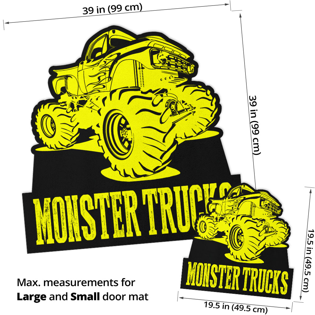 Custom Shaped Monster Trucks Door Mat