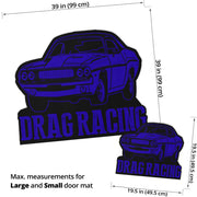 Custom shaped drag racing door mat