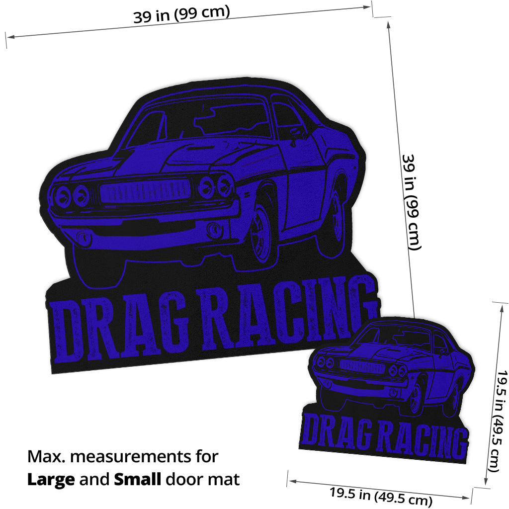 Custom shaped drag racing door mat