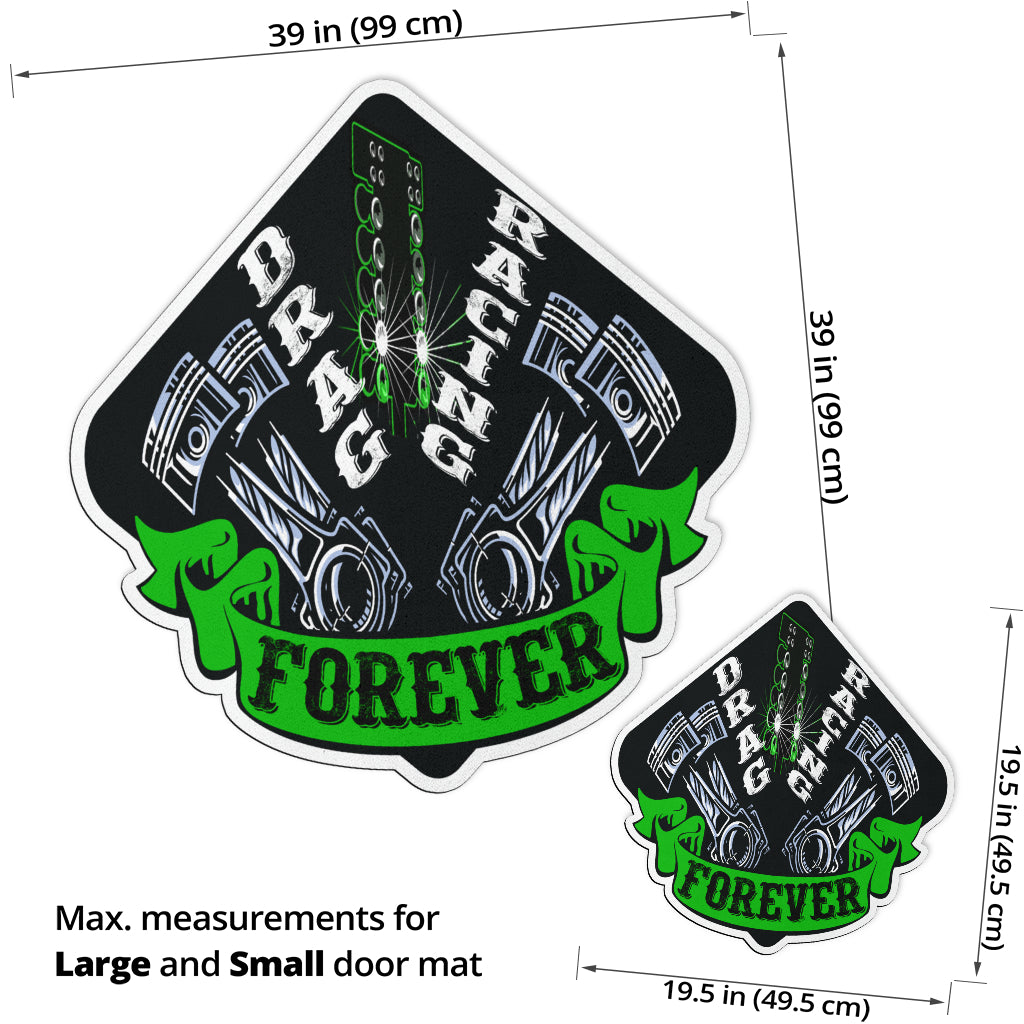 Custom shaped drag racing door mat